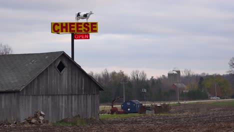An-establishing-shot-of-a-rural-cheese-store-in-Wisconsin--