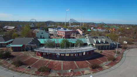 Rising-aerial-shot-over-an-abandoned-and-decaying-theme-park
