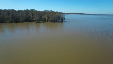Eine-Stationäre-Luftaufnahme-über-Dem-Louisiana-Bayou-Und-Den-Mangrovensümpfen