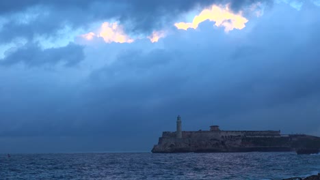 The-fort-lighthouse-and-waterfront-in-Havana-Cuba