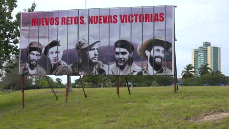 Communist-propaganda-billboards-line-a-road-in-Cuba-includes-Fidel-Castro-and-other-revolutionary-heroes