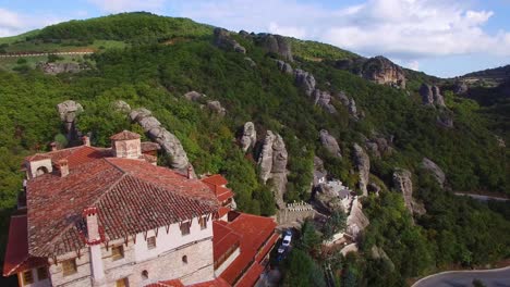 Beautiful-aerial-over-the-rock-formations-and-monasteries-of-Meteora-Greece-2