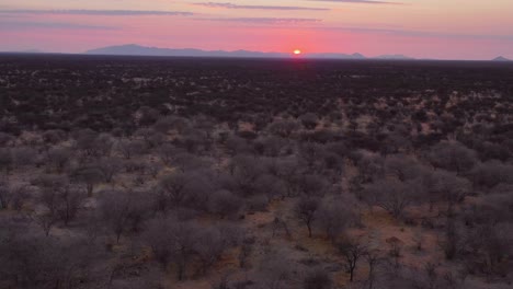 Antenne-Des-Sonnenuntergangs-Auf-Den-Weiten-Savannenebenen-Afrikas-Erindi-Game-Reserve-Namibia