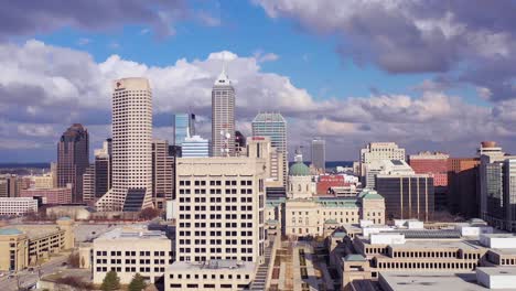 Nice-drone-aerial-of-downtown-Indianapolis-Indiana-with-skyline-and-business-district-visible