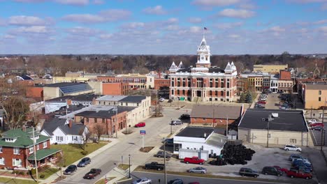 Aerial-over-Franklin-Indiana-a-quaint-all-American-Midwest-town-with-pretty-central-courthouse-1