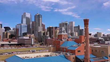 Aerial-of-downtown-Denver-Colorado-business-district-and-establishing-skyline-2