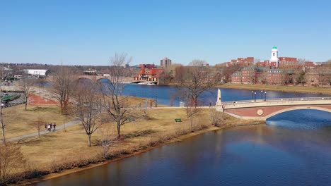 Aerial-over-the-John-W-Weeks-Footbridge-reveals-Harvard-University-campus-on-the-Charles-River-2
