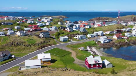 Aerial-over-the-small-village-or-town-of-stykkisholmur-Iceland