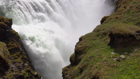 Tilt-up-to-the-massive-Gulfoss-waterfall-flowing-in-Iceland