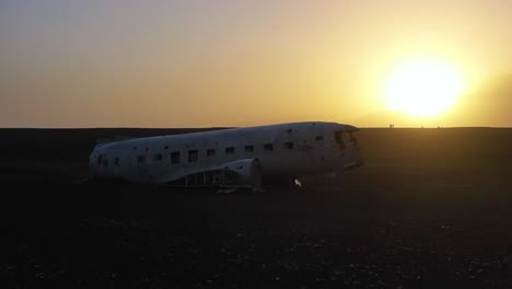 Aerial-over-a-crashed-US-Navy-DC-3-on-the-black-sands-of-Solheimasandur-Iceland