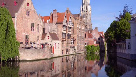 Beautiful-canal-and-the-Belfort-Van-Brugge-Bruges-belfry-bell-tower-in-Belgium