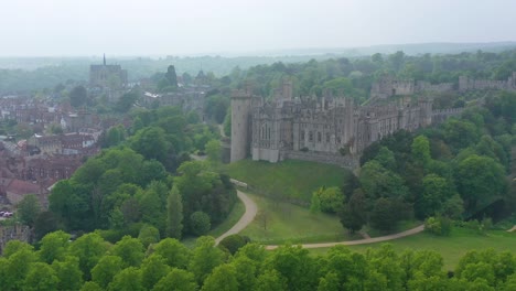 Nice-aerial-of-the-Arundel-Castle-or-Gothic-medievel-palace-in-West-Sussex-England