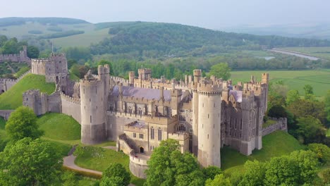 Nice-aerial-of-the-Arundel-Castle-or-Gothic-medievel-palace-in-West-Sussex-England-2