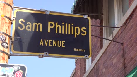 A-sign-in-Memphis-Tennessee-announces-Sam-Phillips-Avenue-near-Sun-Studio-recording-studio