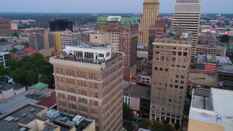 Good-aerial-over-the-penthouse-bar-on-top-of-a-high-rise-building-in-downtown-Memphis-Tennessee-3