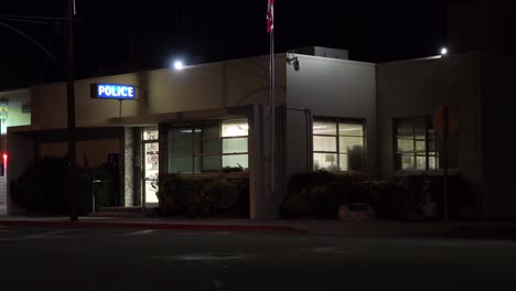 2019---excellent-shot-of-a-generic-small-city-or-town-police-station-at-night-exterior