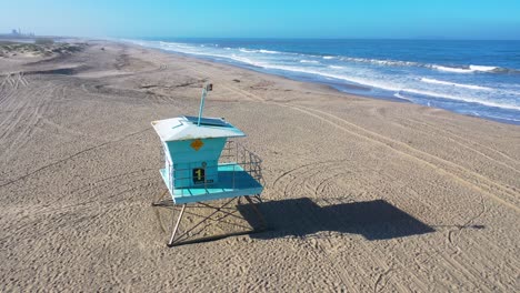 2020---aerial-of-closed-lifeguard-station-and-abandoned-beaches-of-Ventura-southern-california-during-covid-19-coronavirus-epidemic-as-people-stay-home-en-masse-5