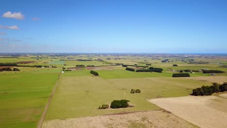 Aerial-drone-shot-of-green-fields-and-agriculture-near-Illowa-Victoria-Australia-1