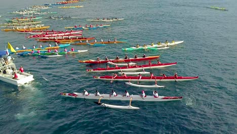 Beautiful-aerial-over-many-outrigger-canoes-at-the-start-of-a-race-in-Hawaii-2
