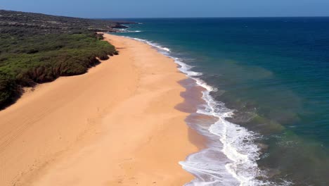 Beautiful-aerial-over-an-isolated-beach-or-coastline-in-Polihua-Lanai-Hawaii-3