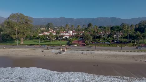 Beautiful-vista-aérea-of-Butterfly-Beach-the-Pacific-and-the-Biltmore-Hotel-in-Montecito-California-3