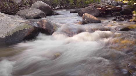 Slow-motion-slow-shutter-speed-clip-of-a-rushing-stream-in-early-morning-light