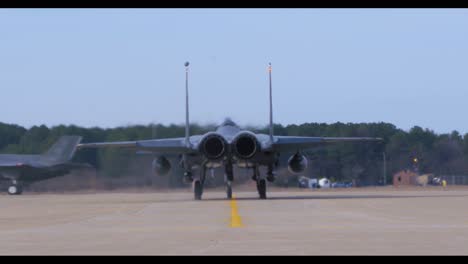 American-Fighter-Jets-Taxi-On-The-Runway-Before-A-Mission