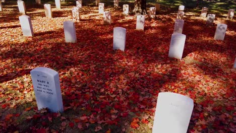 Slow-Moving-Shot-Along-Grave-Sites-In-Arlington-National-Cemetery-Washington-Dc-With-Fall-Colors-1