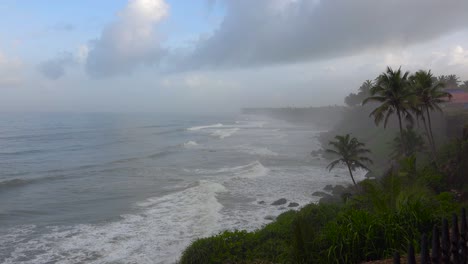 Waves-roll-into-shore-along-the-coast-of-Kerala-India