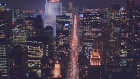 Nightime-aerial-of-Manhattan-New-York-skyline-night