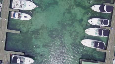 Aerial-over-pleasure-boats-and-yachts-in-the-harbor-at-Boca-Chica-Dominican-Republic-1