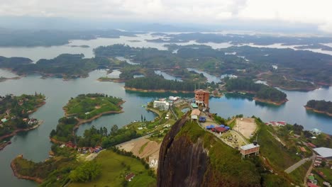 Aerial-shot-around-Guatepe-rock-formation-and-lookout-Colombia-South-America-1
