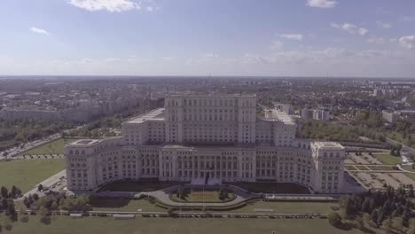 Alta-Antena-Sobre-El-Palacio-Del-Parlamento-En-Bucarest,-Rumania-1