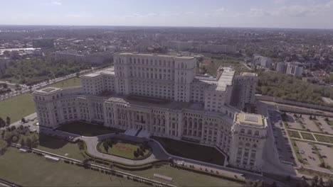 High-aerial-over-the-Palace-of-the-Parliament-in-Bucharest-Romania-2
