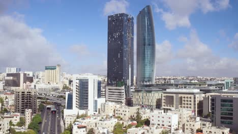 Aerial-Over-The-City-Of-Amman-Jordan-Downtown-Business-District-And-Traffic-1