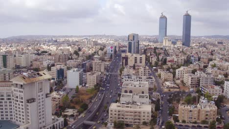 Aerial-Over-The-City-Of-Amman-Jordan-Downtown-Business-District-And-Traffic-2