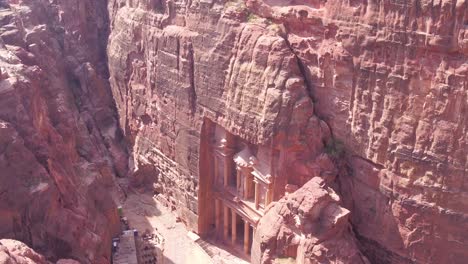 High-Aerial-Of-The-Treasury-Building-In-Petra-Jordan