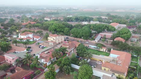 Good-Aerial-Over-Rural-Neighborhoods-Near-Bissau-In-Guineabissau-West-Africa-A-Typical-West-African-City