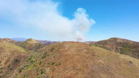 A-Wildfire-Brush-Fire-Burns-In-The-Back-Country-Of-Ventura-County-California-Near-Lake-Piru