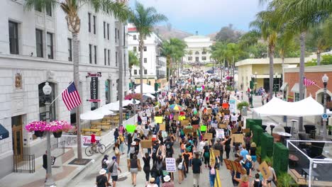 Excellent-Aerial-Over-Crowds-Large-Black-Lives-Matter-Blm-Protest-March-Marching-Through-A-Small-Town-Ventura-California-2