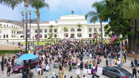 Excellent-Aerial-Over-Crowds-Large-Black-Lives-Matter-Blm-Protest-March-Marching-Through-A-Small-Town-Ventura-California-4