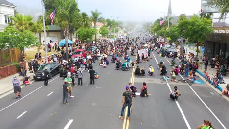 Aerial-Over-Crowds-Large-Black-Lives-Matter-Blm-Protest-March-Marching-Through-A-Small-Town-Ventura-California-7