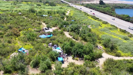 Aerial-Of-Tents-And-Homeless-Encampments-In-The-River-Bed-Area-Of-Ventura-Oxnard-California-2