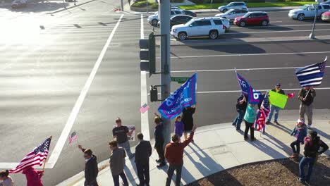 Aerial-Over-Trump-Supporters-In-Rally-Protesting-Election-Fraud-On-Street-Corner-In-Ventura-California-5