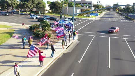 Aerial-Over-Trump-Supporters-In-Rally-Protesting-Election-Fraud-On-Street-Corner-In-Ventura-California-8