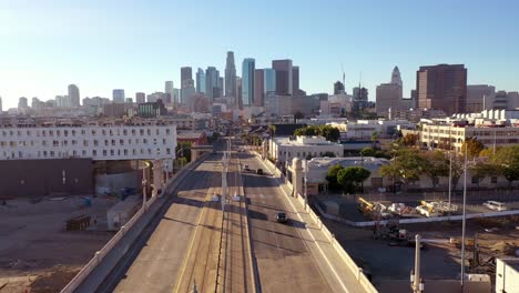 Aerial-View-Of-Downtown-Los-Angeles-From-The-La-River-Bridge-And-Union-Station-Area