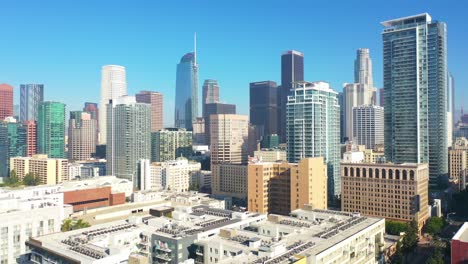 Good-Approaching-Aerial-Of-Downtown-Los-Angeles-With-Apartments-And-Skyscrapers