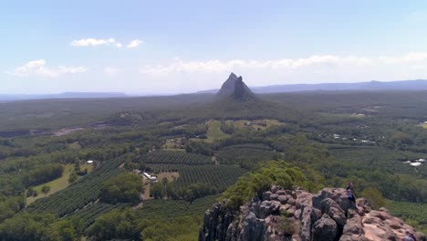 An-Aerial-View-Shows-The-Glass-House-Mountains-In-Queensland-Australia