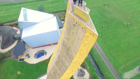 Tourists-Are-Seen-Atop-The-Excalibur-Climbing-Wall-In-Groningen-Netherlands
