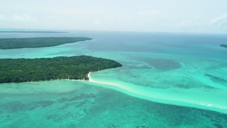 An-Aerial-View-Shows-The-Serpentine-Sandbank-Of-Snake-Island-In-Indonesia